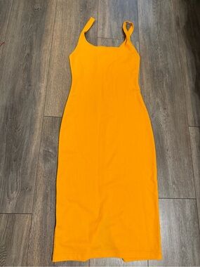 Zara Bright Orange Midi Bodycon Dress